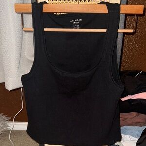 American Eagle Outfitters Black Fitted Crop Tank Top
